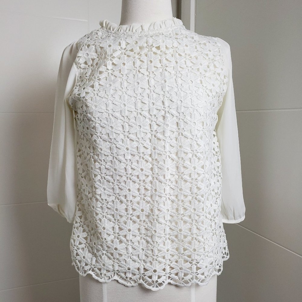 Flower Patterned White Shirt